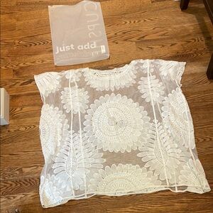 Cupshe White Sheer Lace Bathing Suit Cover Up with Bag.New. One Size All